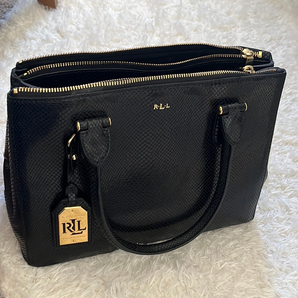 LIKE NEW Lauren Ralph Lauren Satchel With Leather Animal Print RLL